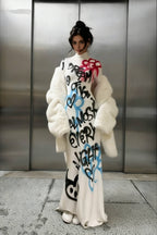 Graphic Print High Neck Long Sleeve Bodycon Maxi Dress