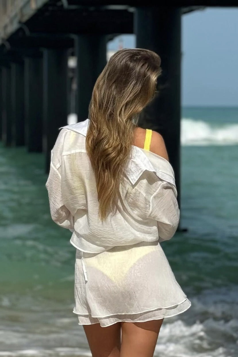 Casual Beach Shirt Cover Skirt Set