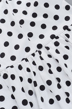 Polka Dot Off Shoulder Cut Out Bubble Hem Mini Dress