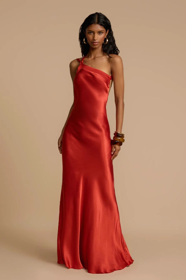 Satin One Shoulder Bodycon Dress