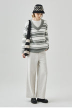 Loose Fit V Neck Knit Sweater