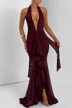 Deep V Halter Mermaid Dress