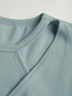 Cutout Irregular Neckline Long Sleeve Tee