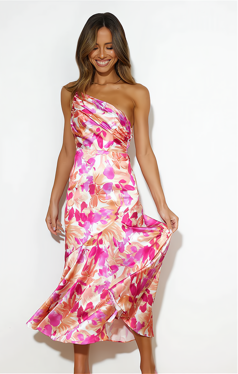 Marcia Minimalist Off the Shoulder Floral Dress Evening Wear Edit