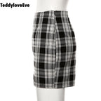 Cute Vintage Plaid Checkered High Waisted Mini Skirt E-Girl Kawaii Korean Japanese Harajuku Chinese Retro Streetwear Aesthetic