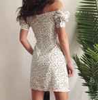 Cute Boho Tie Neck Floral Print Puff Sleeve Mini Dress Kawaii Korean Japanese Harajuku Chinese Retro Streetwear Aesthetic Fashion