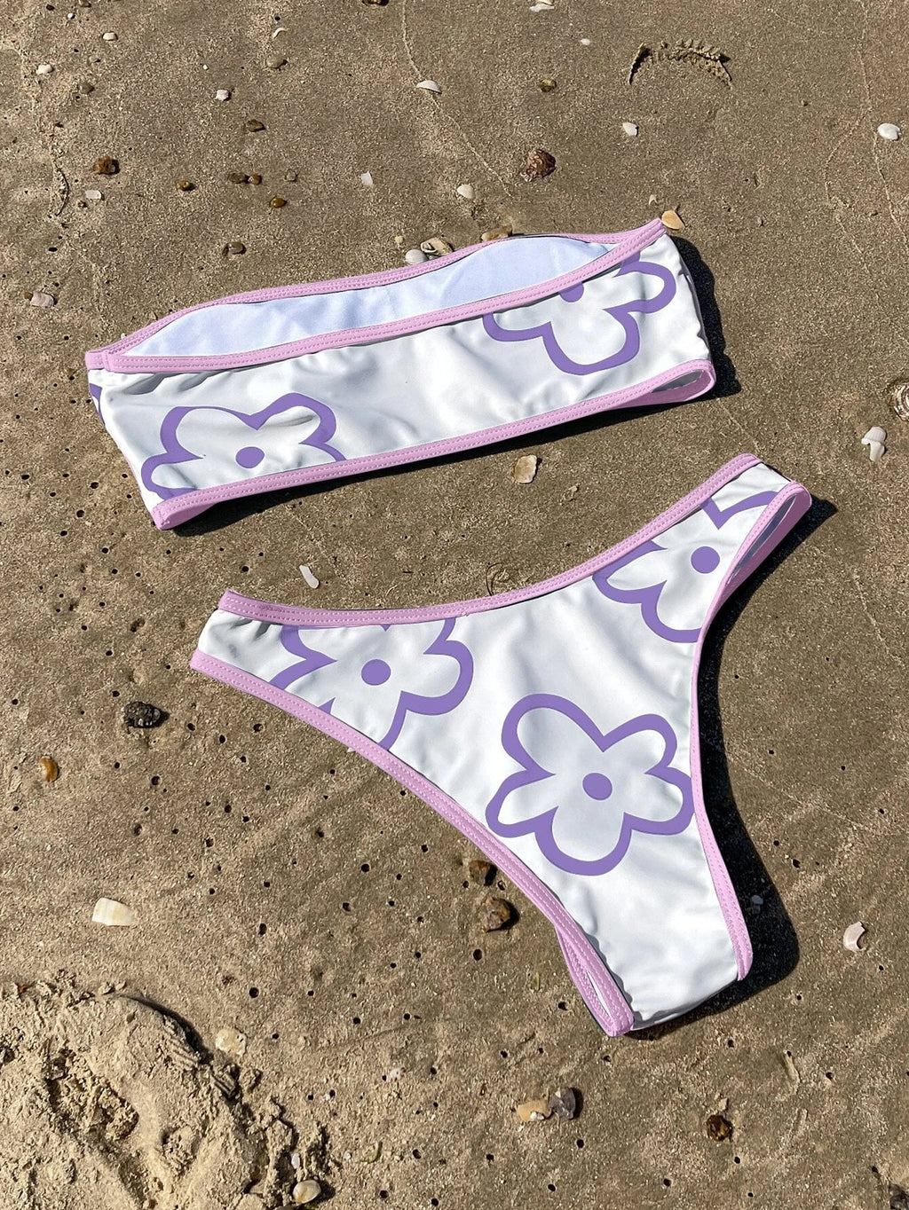 Green Contrast Floral Print Bikini Set