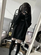 Black Cat Drawstring Sweatshirt