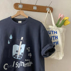 Bubble Milk Tea Print Short Sleeve T-shirt
