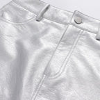 Silver Metalic Pocket Mini Skirt