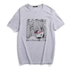 Cute Anime Sweet Girl Cartoon Short Sleeve T-shirt Print Punk Goth Loose Aesthetic Casual Summer E-Girl Kawaii Korean Japanese Harajuku