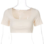 Beige Square Neck Crop Top