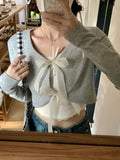 2PCS Bow Cropped Cardigan
