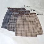Cute Plaid Irregular Sweet High Waisted A-line Mini Skirt Vintage Autumn Casual School Girl E-Girl Kawaii Korean Japanese Harajuku Retro Streetwear
