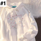 Japanese Anime Dog Print Oversized Hoodie