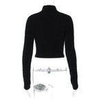 Black Fluffy Pumpkin Turtleneck Sweater