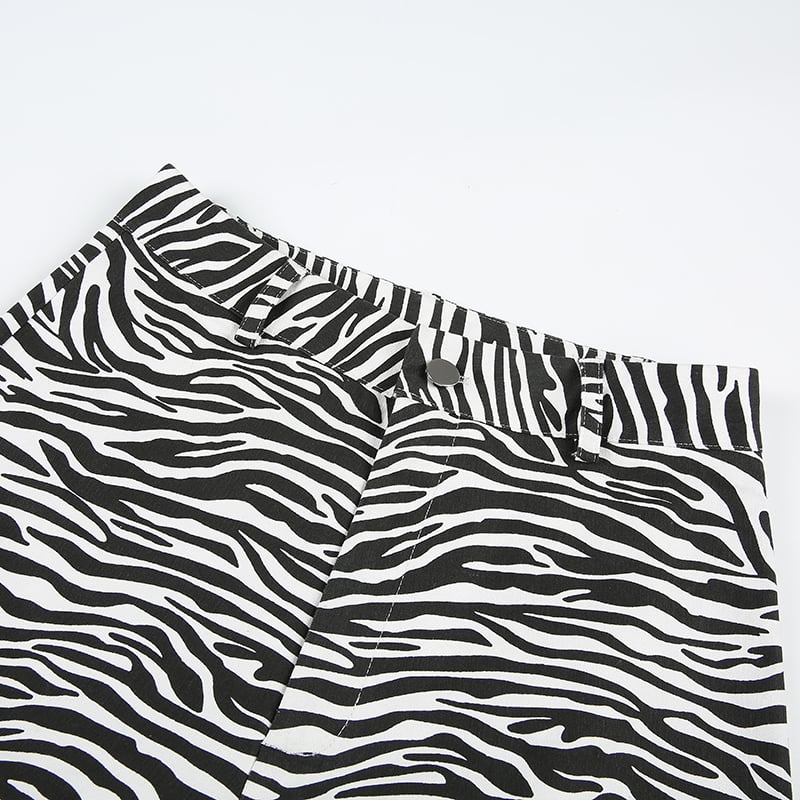 Cute Zebra Animal Print Elegant Pant High Waisted Trouser Bottoms T E-Girl Kawaii Korean Japanese Harajuku Chinese Retro Streetwear Aesthetic