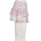 Floral Lace A-Line Chiffon Mini Skirt