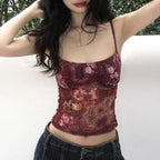 Grunge Floral Print Crop Top
