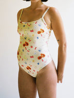 Vintage Floral Fruit Print One Piece Swimsuit