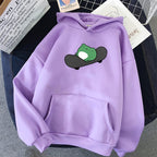 Skateboard Frog Cartoon Casual Loose Oversized Hoodie Sweater Sweatshirt Long Sleeve Pullover E-Girl Kawaii Korean Japanese Harajuku Streetwear