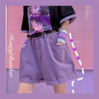 Purple Denim Shorts