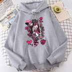 Cute Girl Monster Cartoon Print Long Sleeve Hoodie Sweater Sweatshirt Pullover Aesthetic Casual Summer E-Girl Kawaii Korean Japanese Harajuku