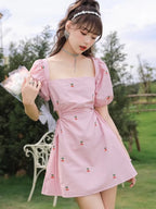 Pink Cherry Backless Mini Dress