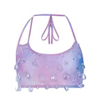 Droplet Crystal Transparent Halter Top