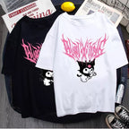 Japanese Anime Cartoon Print Loose Short Sleeve T-shirt