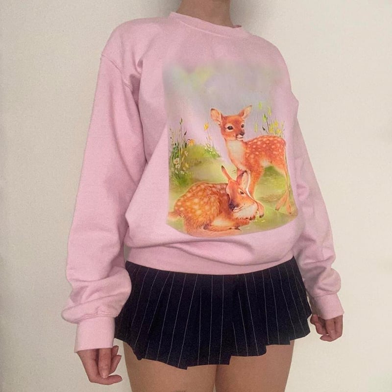 Deer Print Loose Sweatshirt