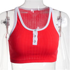 Red Patchwork Knit Tank Top