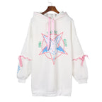 Cute Rabbit Evil Pentagon Lace Up Long Sleeve Hoodie Oversize Sweater Sweatshirt Pullover Jumper E-Girl Kawaii Korean Japanese Harajuku Streetwear