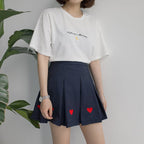 Cute Cresent Moon Sky Print Embroidery Shirt T-shirt Tee Top Kawaii Korean Japanese Harajuku Chinese Retro Streetwear Aesthetic Fashion