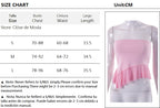 Pink Ruffle Irregular Mesh Tube Top