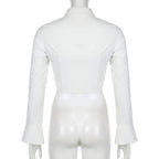 White Butterfly Rhinestone Tie + Long Sleeve Shirt Set