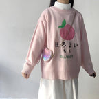 Sweet Pink Peach Embroidery Sweater