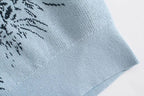 Blue Cat Knit Short Sleeve Shirt