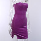 Cute Sexy Heart Love Velvet Mini Split Dress Bodycon Sleeveless Backless Party E-Girl Kawaii Korean Japanese Harajuku Retro Streetwear Fashion