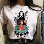 Japanese Anime Cartoon Print Loose Casual Short Sleeve Shirt T-shirt