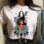Japanese Anime Cartoon Print Loose Casual Short Sleeve Shirt T-shirt