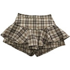Plaid Ruffle High Waist Mini Skirt