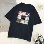 Cute Cat Kitten Animal Cartoon Funny Short Sleeve Shirt Tee T-shirt E-Girl Kawaii Korean Japanese Harajuku Chinese Retro Streetwear Aesthetic