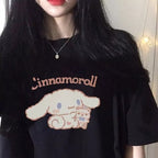 Cute Anime Cartoon Print Loose Oversize Short Sleeve Short T-shirt Top Causal Summer E-Girl Kawaii Korean Japanese Harajuku Streetwear