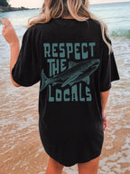 Respect Shark Print Short Sleeve T-shirt