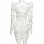 Cute Diamond Ruched Bandage Lace Up Hollow Out Long Sleeve Bodycon Dress Summer Party Club Aesthetic E-Girl Kawaii Korean Japanese Harajuku
