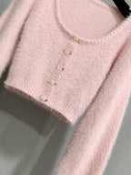 Fluffy Pink Rose Cardigan
