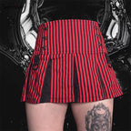 Vintage 90s Red Plaid Striped Pleated Low Waisted Skirt Academia E-Girl Kawaii Korean Japanese Harajuku Streetwear