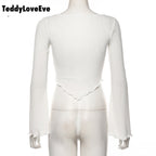 Cute Sexy Transparent See Through Crop Top Long Sleeve Shirt Tee T-shirt E-Girl Kawaii Korean Japanese Harajuku Chinese Retro Streetwear Aesthetic