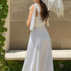 Floral V Neck Backless Split Dress